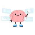 Cartoon Brain Analyzing Data with Charts Royalty Free Stock Photo