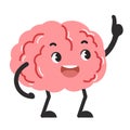 Cartoon Brain Character Raising Index Finger Royalty Free Stock Photo
