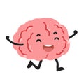 Cartoon Brain Character Running and Smiling Royalty Free Stock Photo