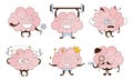 Cartoon brain in different roles. Vector illustration.