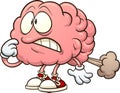 Cartoon brain having a brain fart.