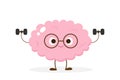 Cartoon brain lifting dumbbells vector Royalty Free Stock Photo