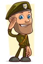 Cartoon brave smiling army soldier character