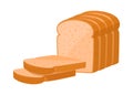 Cartoon bread loaf. Bakery wheat product, sliced loaf of bread flat vector illustration isolated on white background Royalty Free Stock Photo