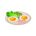 Cartoon Breakfast with Bacon, Fried Eggs and