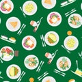 Cartoon Breakfast MenuSeamless Pattern Background. Vector