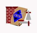 Cartoon Brick wall construction equipment