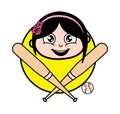 Cartoon Bride Baseball Mascot