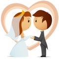 Cartoon bride and groom hold hand each other Royalty Free Stock Photo