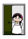 Cartoon Bride Standing at door