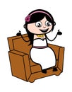 Cartoon Bride talking on sofa