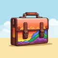 Psychedelic Mountain Briefcase - Vector Illustration