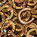 Cartoon Bright Ornate Gold Horseshoes Pattern