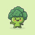 A cartoon broccoli character with a happy face. Generative AI image. Royalty Free Stock Photo