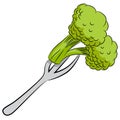Cartoon Broccoli with Fork Royalty Free Stock Photo