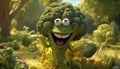 cartoon Broccoli for kids learning concept