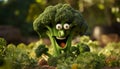 cartoon Broccoli for kids learning concept