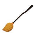 Cartoon broom with a black stick isolated on white background