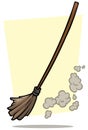 Cartoon broom cleaner and dust vector icon