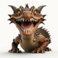 Cartoon brown dragon. AI generative