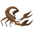 Cartoon brown funny Scorpio. Vector isolated