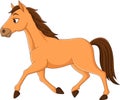 Cartoon brown horse running on white background Royalty Free Stock Photo