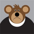 Cartoon - brown sad bear with a big ears
