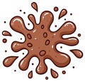 Cartoon Brown Splash with Drops and Marks, Chocolate or Mud Vector Illustration Royalty Free Stock Photo