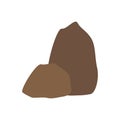 Cartoon brown stone stones and boulders, vector gravel and cobblestones. Flat vector illustration Royalty Free Stock Photo