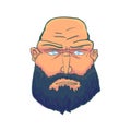 Cartoon Brutal Man Face with Beard. Vector