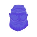 Cartoon Brutal Man Face with Beard. Vector Royalty Free Stock Photo