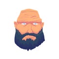 Cartoon Brutal Man Face with Beard. Vector Royalty Free Stock Photo