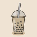 Cartoon bubble milk choco tea cups.