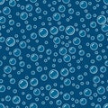 Cartoon bubbles in clean blue water, seamless pattern, vector