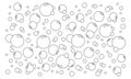 Cartoon bubbles vector line background. Pattern soap foam, bath suds, effervescent water, soda or champagne, fizzy drink, oxygen