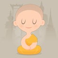 Cartoon Buddhist Monk Of Southeast Asia. Royalty Free Stock Photo