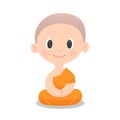 Cartoon Buddhist Monk Of Southeast Asia. Royalty Free Stock Photo