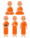 Cartoon Buddhist monks set Royalty Free Stock Photo