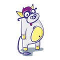 Cartoon bull in round glasses, a nose ring. Isolate on a white background. Vector