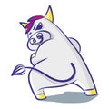 Cartoon bull stands with his back on a white background. Isolated object.
