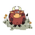 Cartoon bull. Vector illustration of cute ox Royalty Free Stock Photo