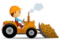 Cartoon bulldozer at construction work