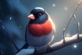 Cartoon bullfinch bird. Generate AI