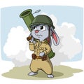 Cartoon bunny with bazooka
