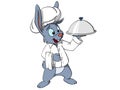 Cartoon bunny the chef hold the tray