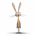 Humorous Caricature Of A Slender Cartoon Rabbit