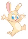 Cartoon bunny rabbit dancing excited. Easter character. Vector illustration of forest animal Royalty Free Stock Photo