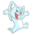 Cartoon bunny rabbit dancing excited. Easter character. Vector illustration of forest animal. Royalty Free Stock Photo