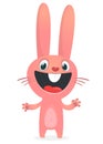 Cartoon Bunny Rabbit laughing. Vector illustration. Isolated on white.