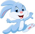 Cartoon bunny running and happy Royalty Free Stock Photo